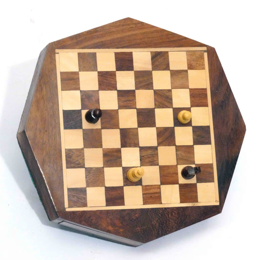 Chess Set Magnetic Octagon shape: Wood / 6"