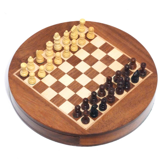 Chess Set Round- 9" Magnatic: Wood / 9"