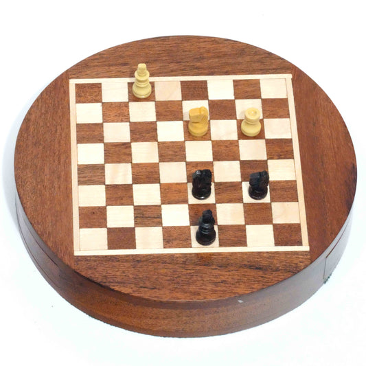 Chess Set Round - 6" Magnatic: Wood / 6" Round