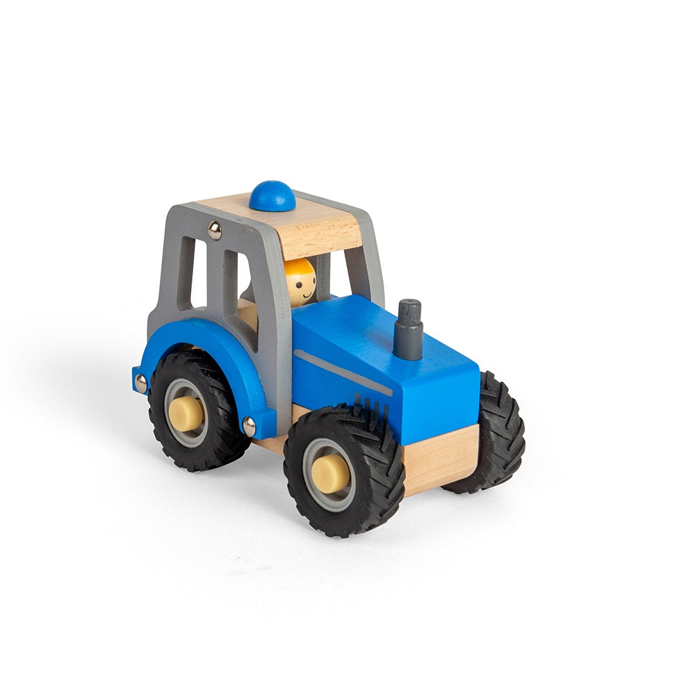 BigJig Toys Wooden Mini Blue Tractor