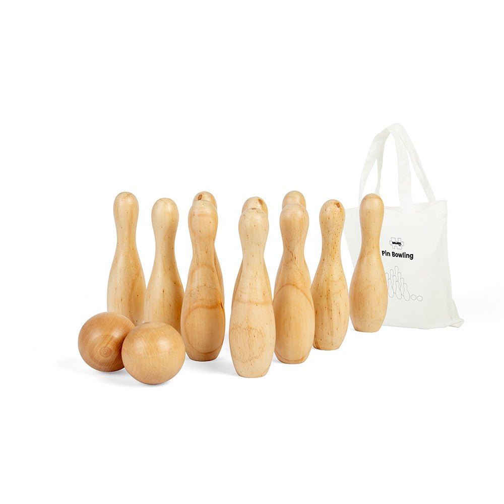 BigJig Toys Wooden Mini 10 Pin Bowling Set