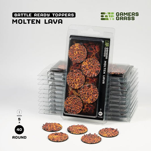Gamers Grass Battle Ready Toppers Molten Lava 40mm Round (5)