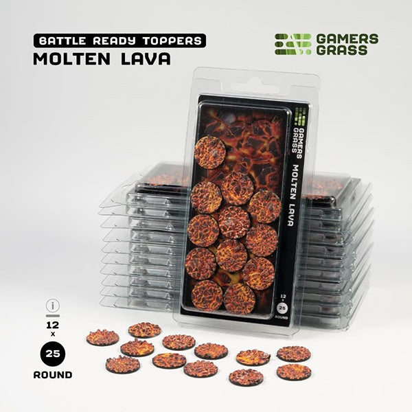 Gamers Grass Battle Ready Toppers Molten Lava 25mm Round (12)