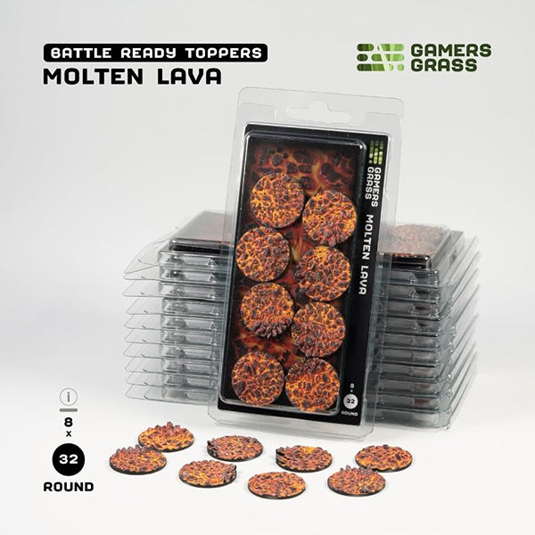 Gamers Grass Battle Ready Toppers Molten Lava 32mm Round (8)