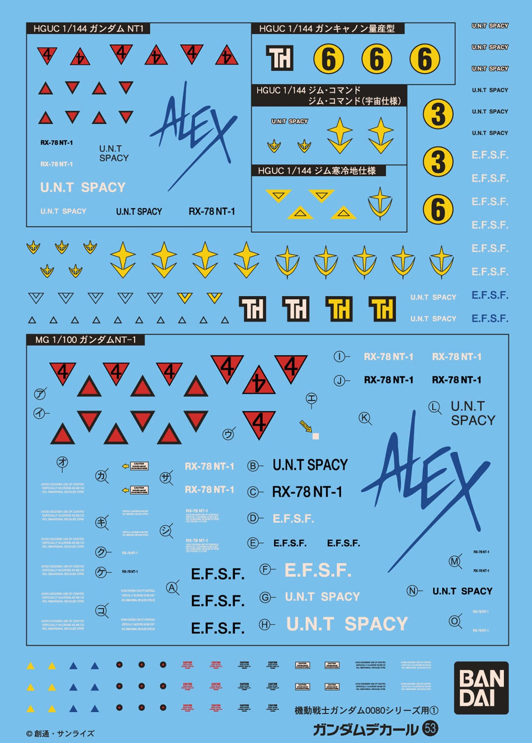 Gunpla Decal Gundam 0080 GD-53 HGUC 0800 Series Earth Federation Space Force (MG 1/100 | HG 1/144)