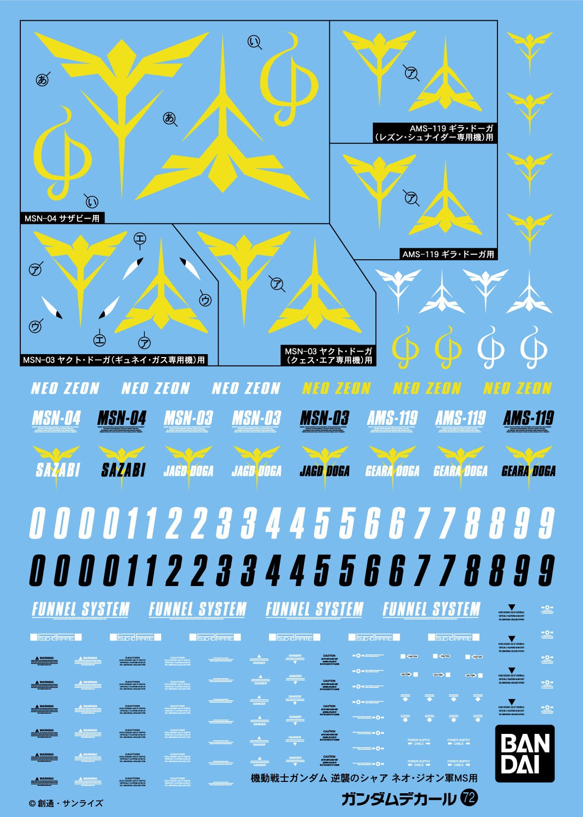 Gunpla Decal Char's Counterattack GD-72 HGUC Principality of Zeon (HG 1/144)