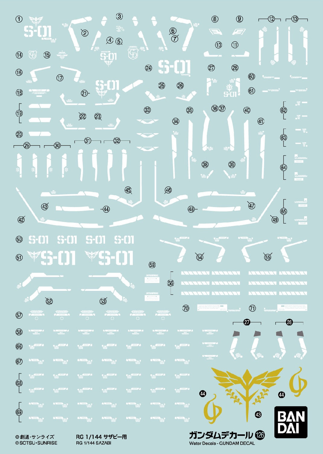 Gunpla Decal Gundam Sazabi GD-126 Sazabi Gundam (RG 1/144)