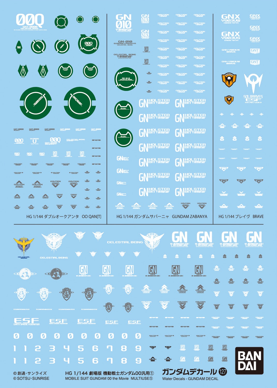 Gunpla Decal Gundam 00 GD-127 Multiuse Gundam The Movie 01 (HG 1/144)