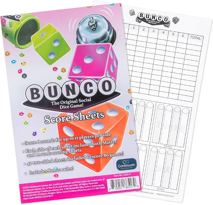 Bunco Scorepads