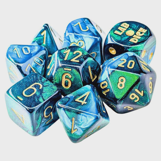 Chessex Gemini Set Sour Green-Teal w/Gold (Lab Dice)