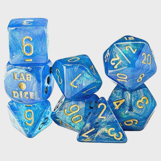 Chessex Shimmer Set Aqueous w/Gold (Lab Dice)