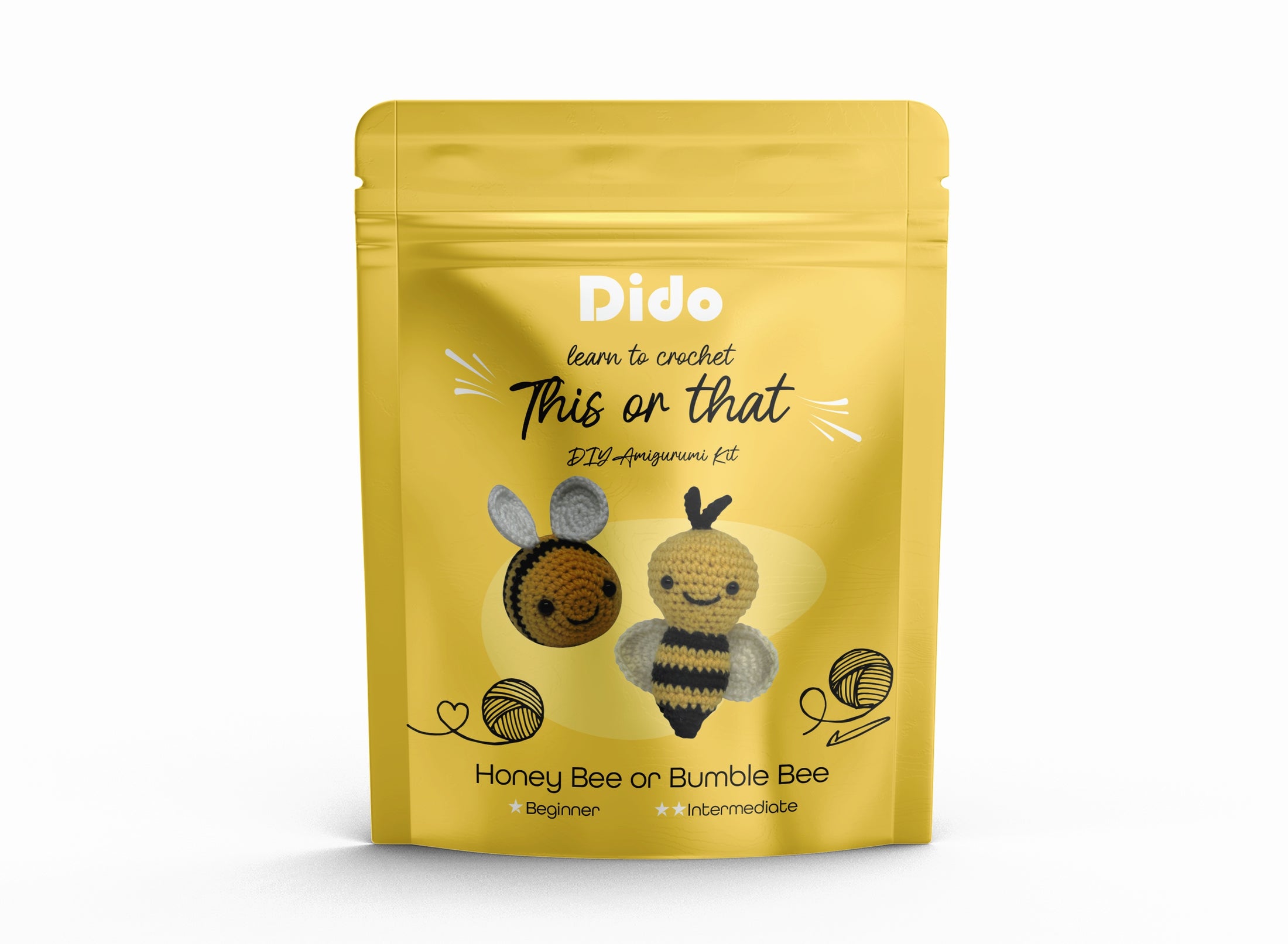 Dido DIY Amigurumi Kit  Honey Bee or Bumble Bee
