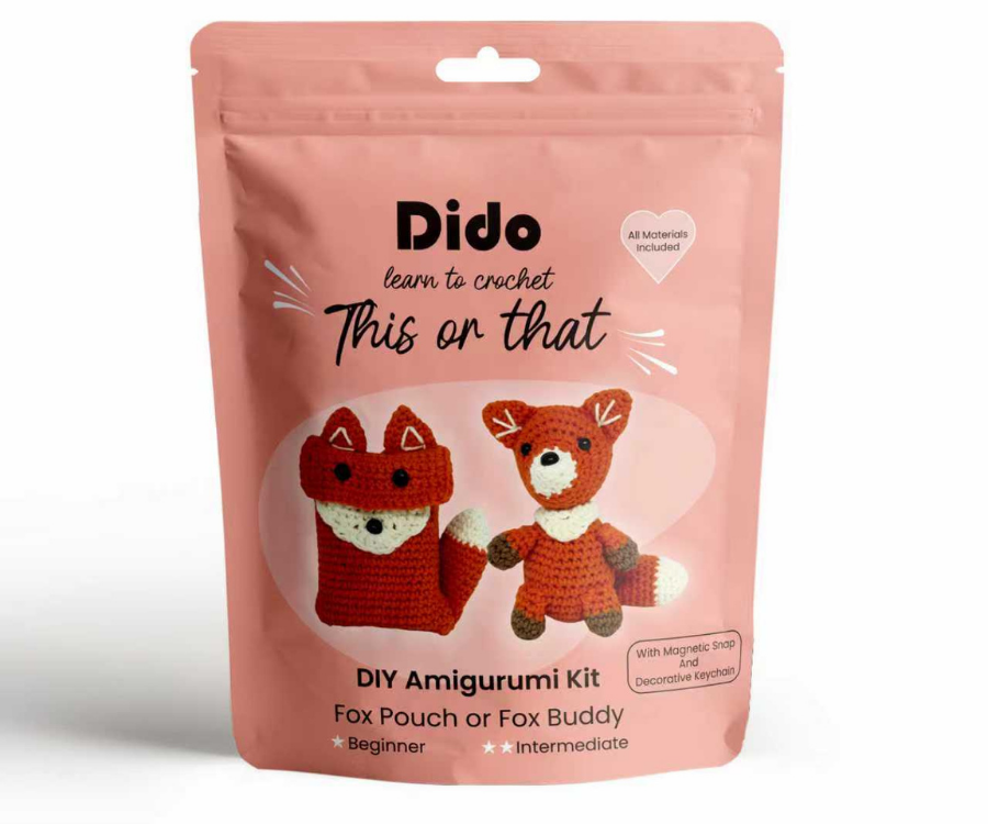Dido DIY Amigurumi Kit Fox Pouch or Fox Buddy