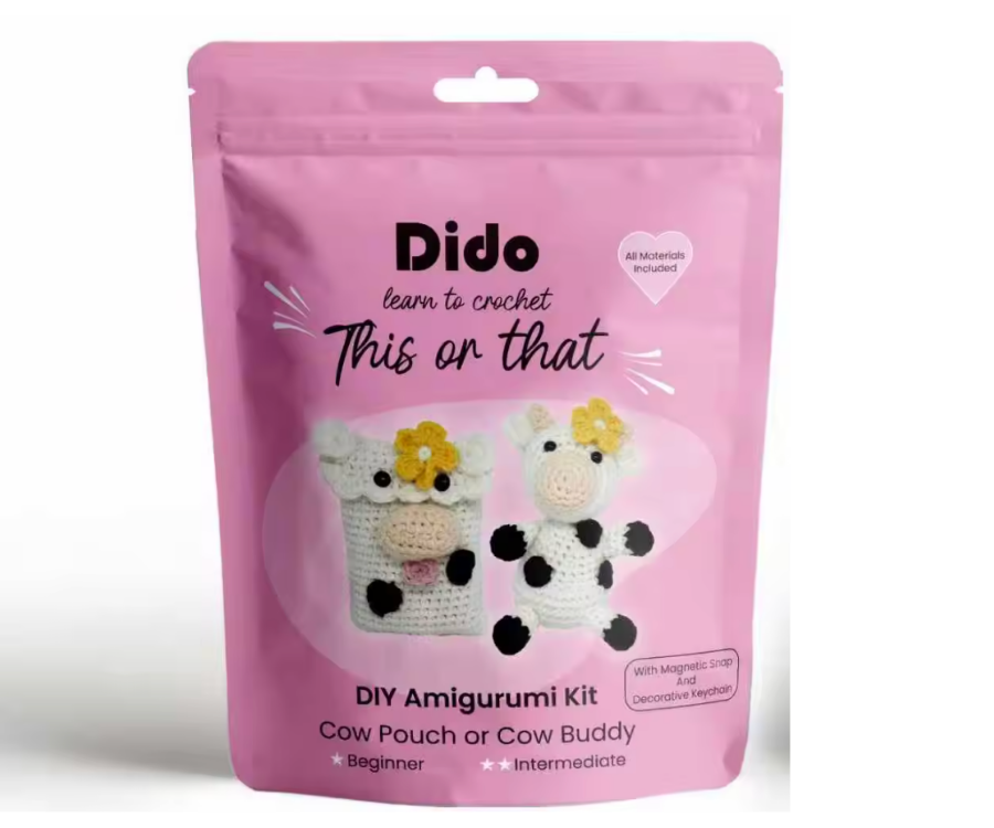Dido DIY Amigurumi Kit Cow Pouch or Cow Buddy