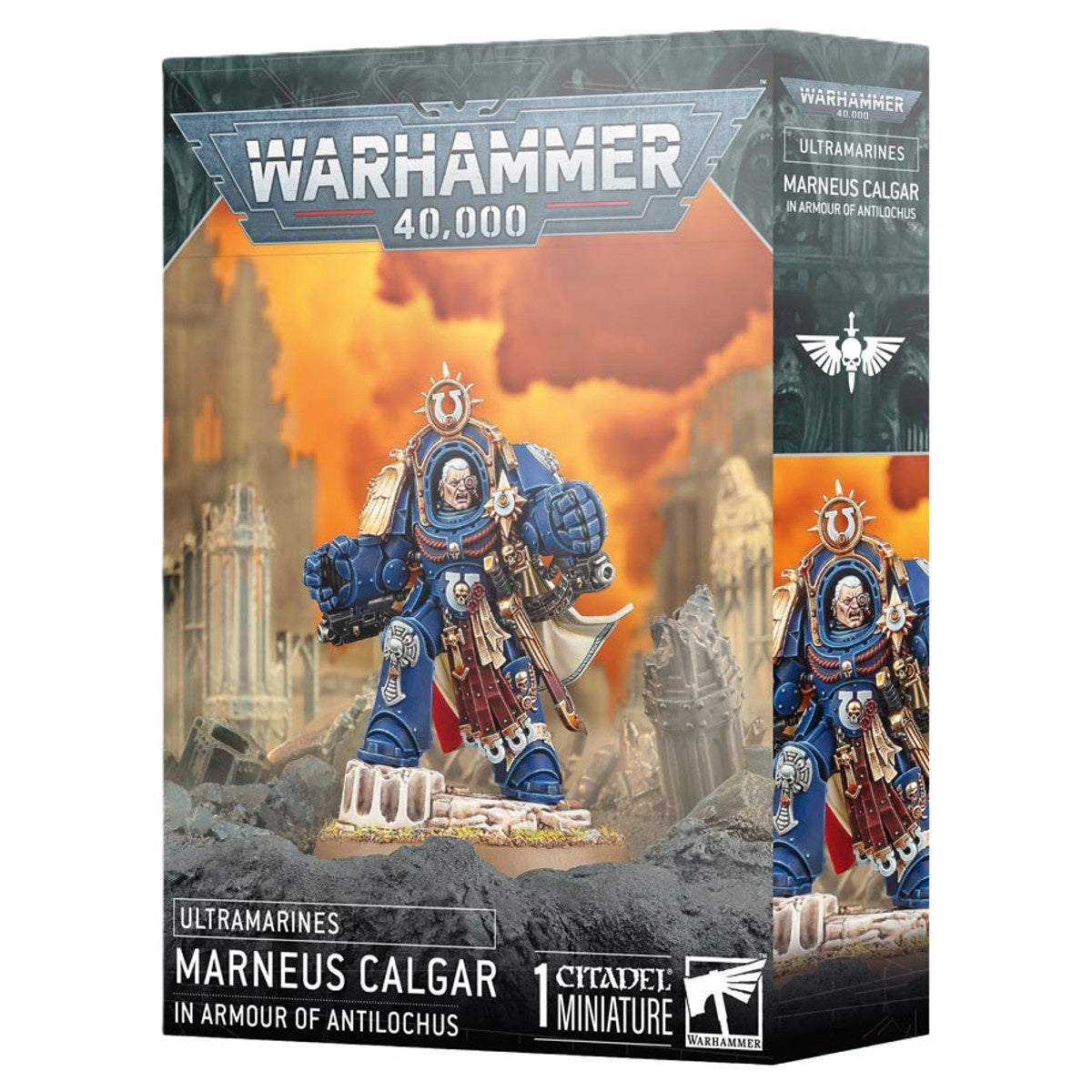 Warhammer 40K Adeptus Astartes Ultramarines Marneus Calgar in the Armour of Antilochus