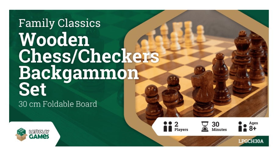 Chess Set Folding Travel Board 3 in 1 Chess, Checkers, and Backgammon