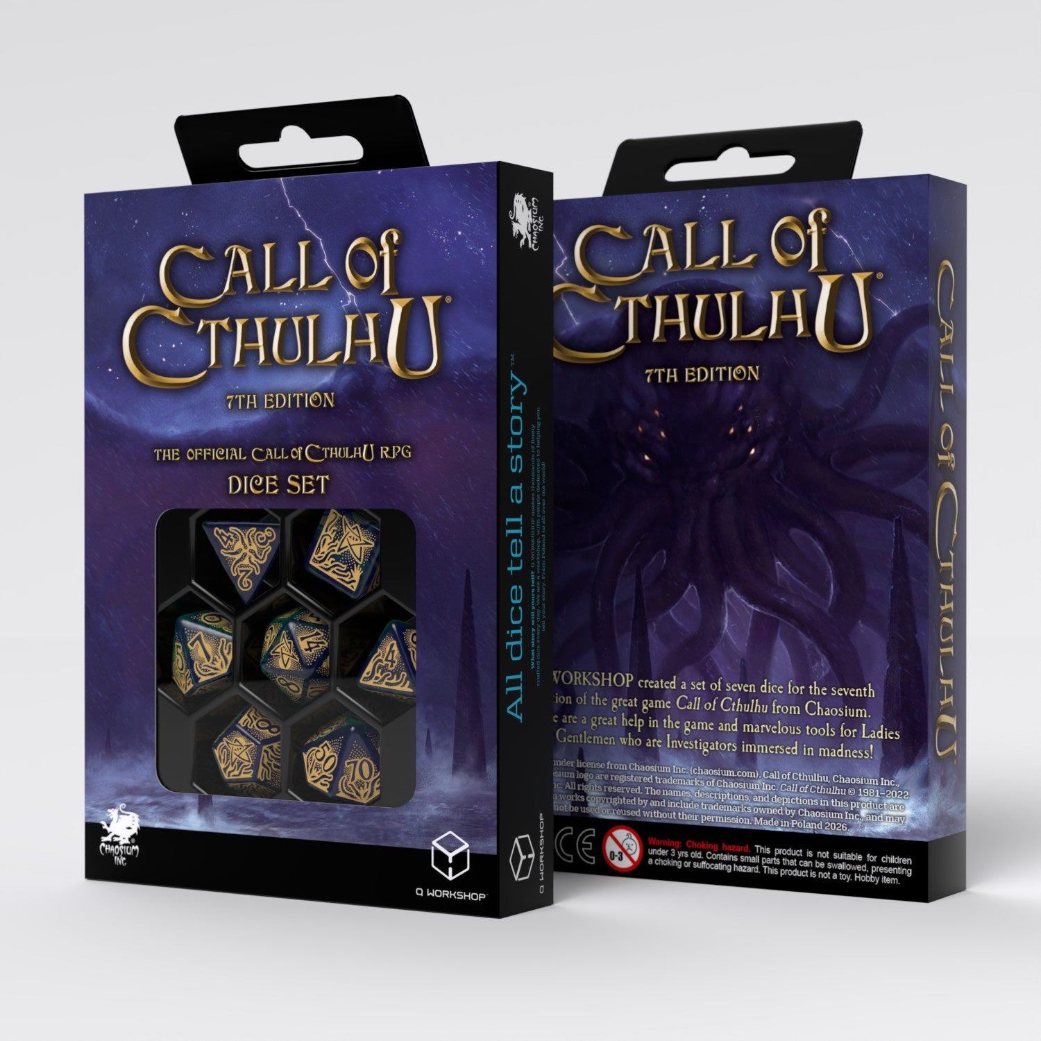 Q-Workshop Call of Cthulhu 7th Edition Dice Set Blue and Green w/Gold