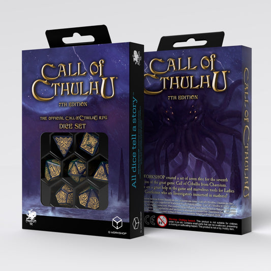 Q-Workshop Call of Cthulhu 7th Edition Dice Set Blue and Green w/Gold