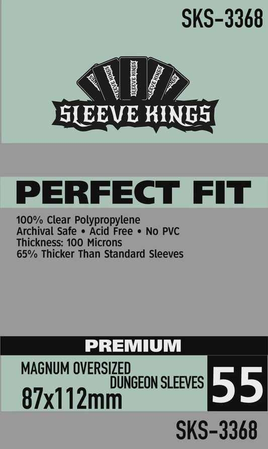 Sleeve Kings Premium Perfect Fit 3368 Mint Magnum Oversized Dungeon Sleeves 87mm x 112mm (55)