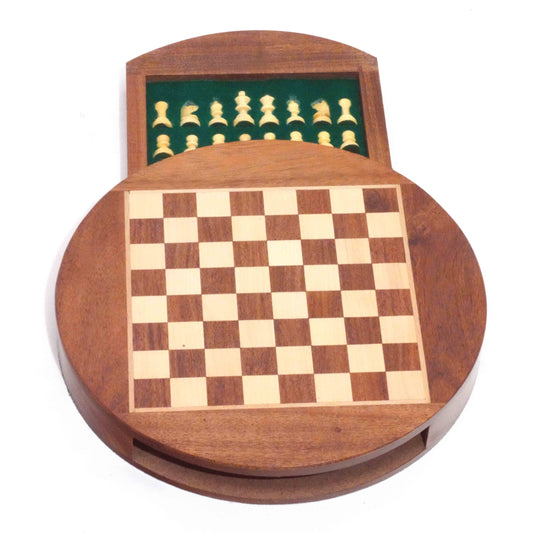 Chess Set Round- 9" Magnatic: Wood / 9"