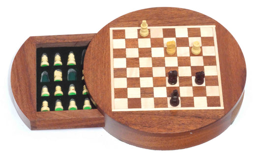 Chess Set Round - 6" Magnatic: Wood / 6" Round