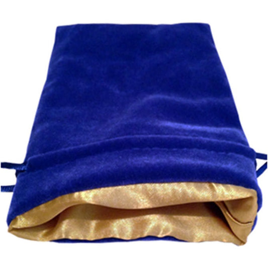 MDG Dice Bag Velvet w/Satin Lining 4 x 6 Blue w/Gold
