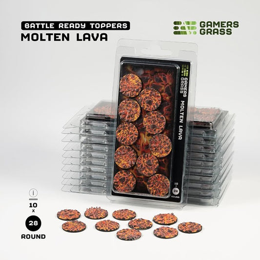Gamers Grass Battle Ready Toppers Molten Lava 28mm Round (10)