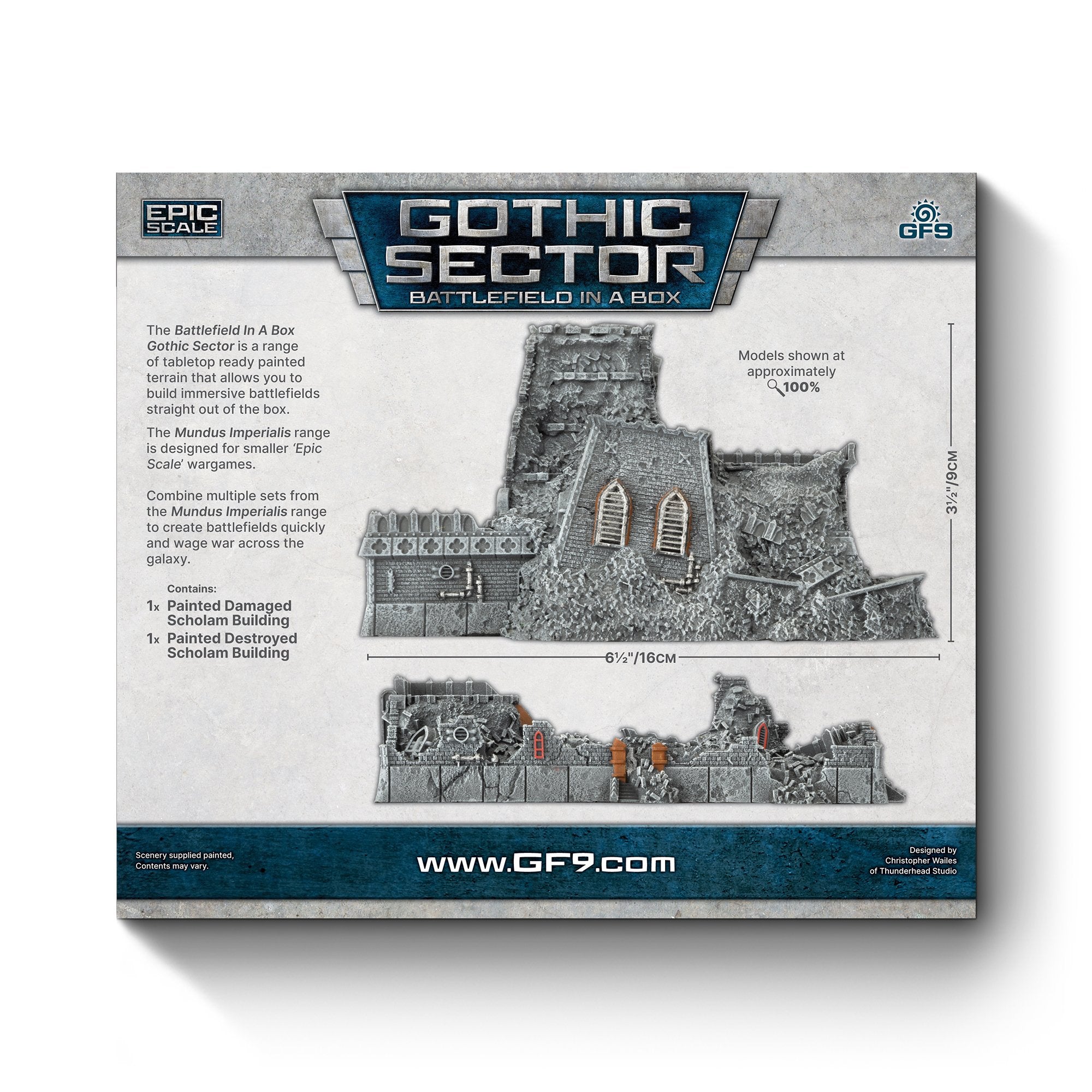 Battlefield in a Box Mundus Imperialis Scholam Damaged and Destroyed (Epic Scale)