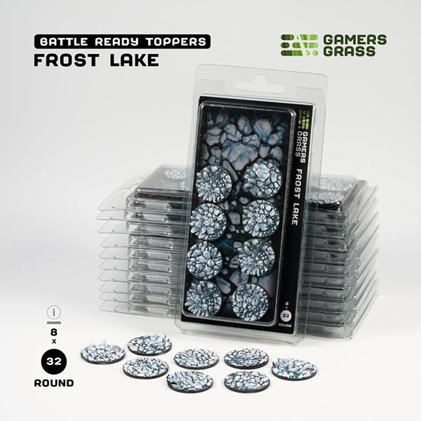 Gamers Grass Battle Ready Toppers Frost Lake 32mm Round (8)