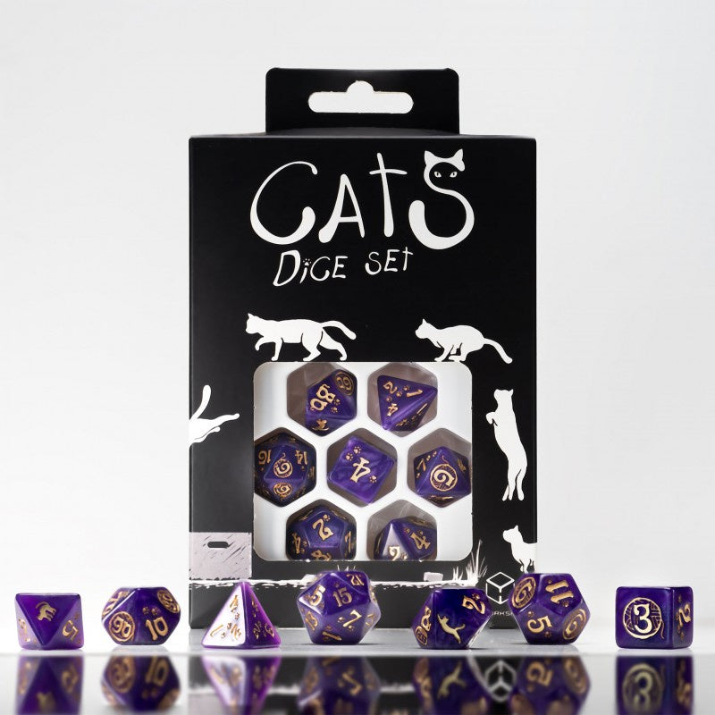 Q-Workshop Cats Dice Set Purrito w/Gold