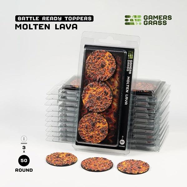 Gamers Grass Battle Ready Toppers Molten Lava 50mm Round (3)