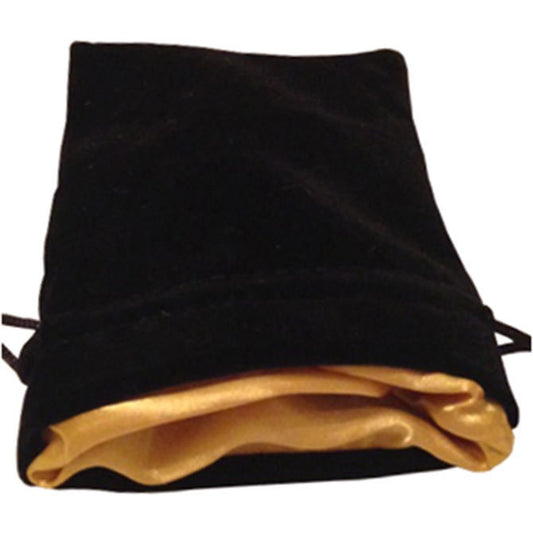 MDG Dice Bag Velvet w/Satin Lining 4 x 6 Black w/Gold