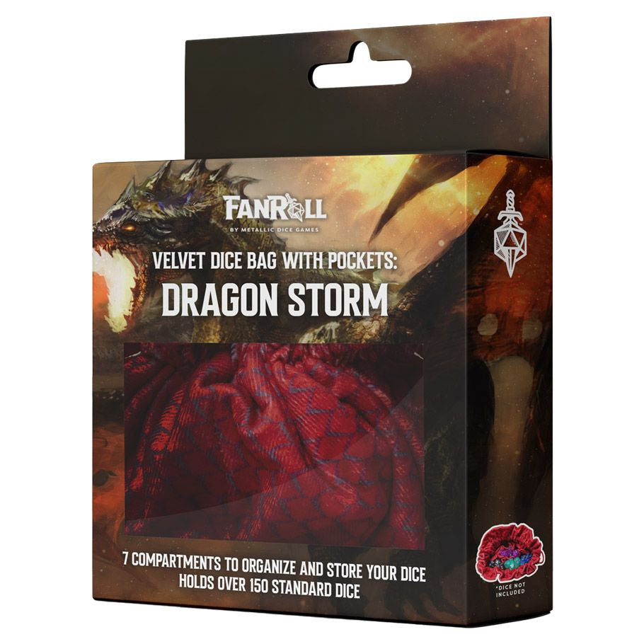 Fanroll Dragon Storm Velvet Dice Bag with Pockets