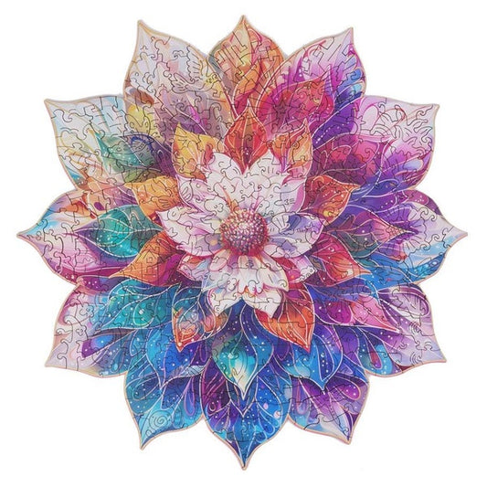 Puzzle 200 Wood Mandala Flower Shaped