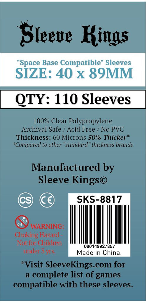 Sleeve Kings 8817 Space Base Sleeves 40mm x 89mm (110)