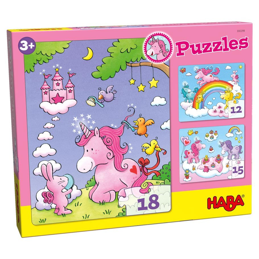 Puzzle Tykes 18, 15, 12 Unicorn Glitterluck Multipack